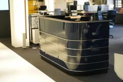 Müller Möbelfabrikation Loungemöbel|Schreibtische & Sekretäre|Theke Classic Line Counter Mit Arbeitsplatz Metall Lackiert Stahlblau Platte Linoleum Schwarz