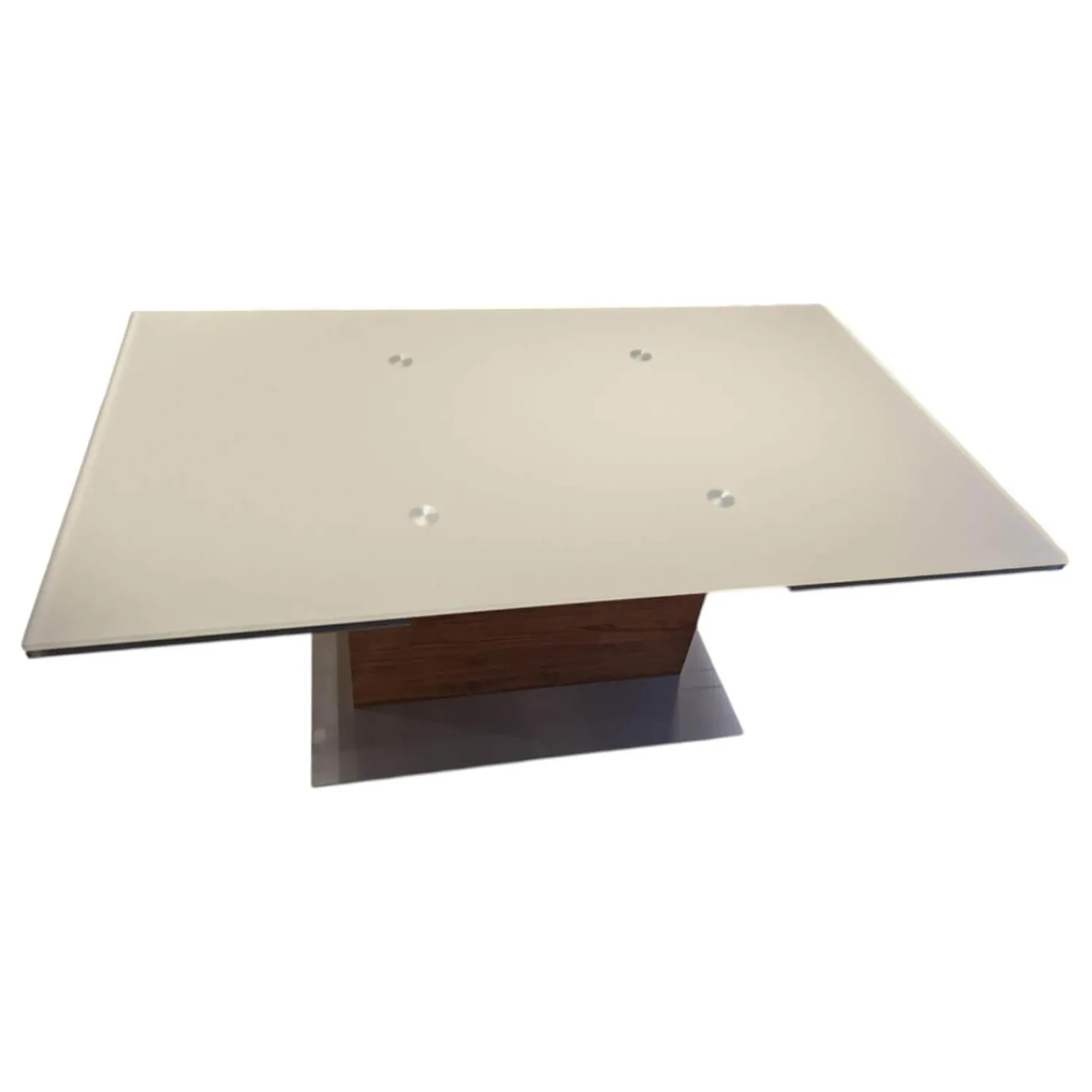 Venjakob Esstische|Tisch 6133 Tischplatte ESG Optiwhite Taupe Grau Säule Colorado Nussbaum Geölt Mit 2 Fach Auszug Fuß Edelstahl