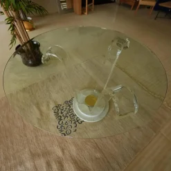 Demaac Esstische|Tisch Ace Glasplatte Mit Facettenschliff Gestell Acryl und Carrara Marmor