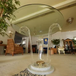 Demaac Esstische|Tisch Ace Glasplatte Mit Facettenschliff Gestell Acryl und Carrara Marmor