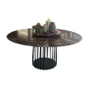 Janua Esstische|Tisch BC 07 Basket Platte Stein Rosso Lepanto Schwarz Rot Streben Tiefschwarz Schwarz Mit Drehteller Lazy Susan
