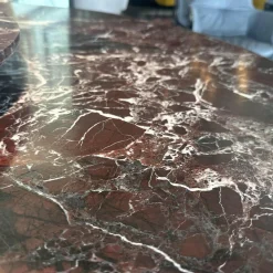 Janua Esstische|Tisch BC 07 Basket Platte Stein Rosso Lepanto Schwarz Rot Streben Tiefschwarz Schwarz Mit Drehteller Lazy Susan