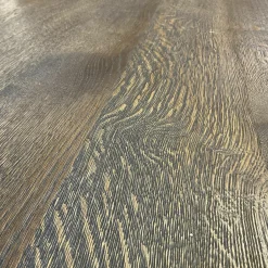 Janua Esstische|Tisch BC 17 T-Rox Platte Eiche Geräuchert Anthrazit Geölt Gestell Travertin Titanium