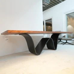 Riva1920 Esstische|Tisch Bree E Onda 3 Platte Nußbaum Ohne Knoten Geölt Gestell Irondust Lackiert