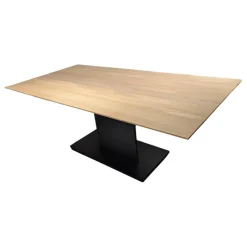 K+W Esstische|Tisch Cassia Tischplatte 0434 Wildeiche Bianco Massiv Fuß 0681 Metall Schwarz