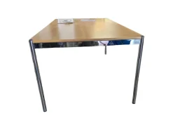 USM Haller Esstische|Tisch Eiche Natur Lackiert Tischplatte Furniert Gestell Metall Verchromt