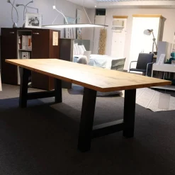 Modena Esstische|Tisch Elvis Platte Eiche Mit Gerader Kante Gestell Schwarz Matt Lackiert