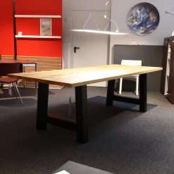 Modena Esstische|Tisch Elvis Platte Eiche Mit Gerader Kante Gestell Schwarz Matt Lackiert