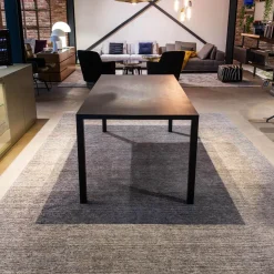 ASCO Esstische|Tisch Ferro Line Tischplatte Räuchereiche Schwarz Geölt Quadratrohrgestell