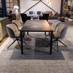 ASCO Esstische|Tisch Ferro Line Tischplatte Räuchereiche Schwarz Geölt Quadratrohrgestell