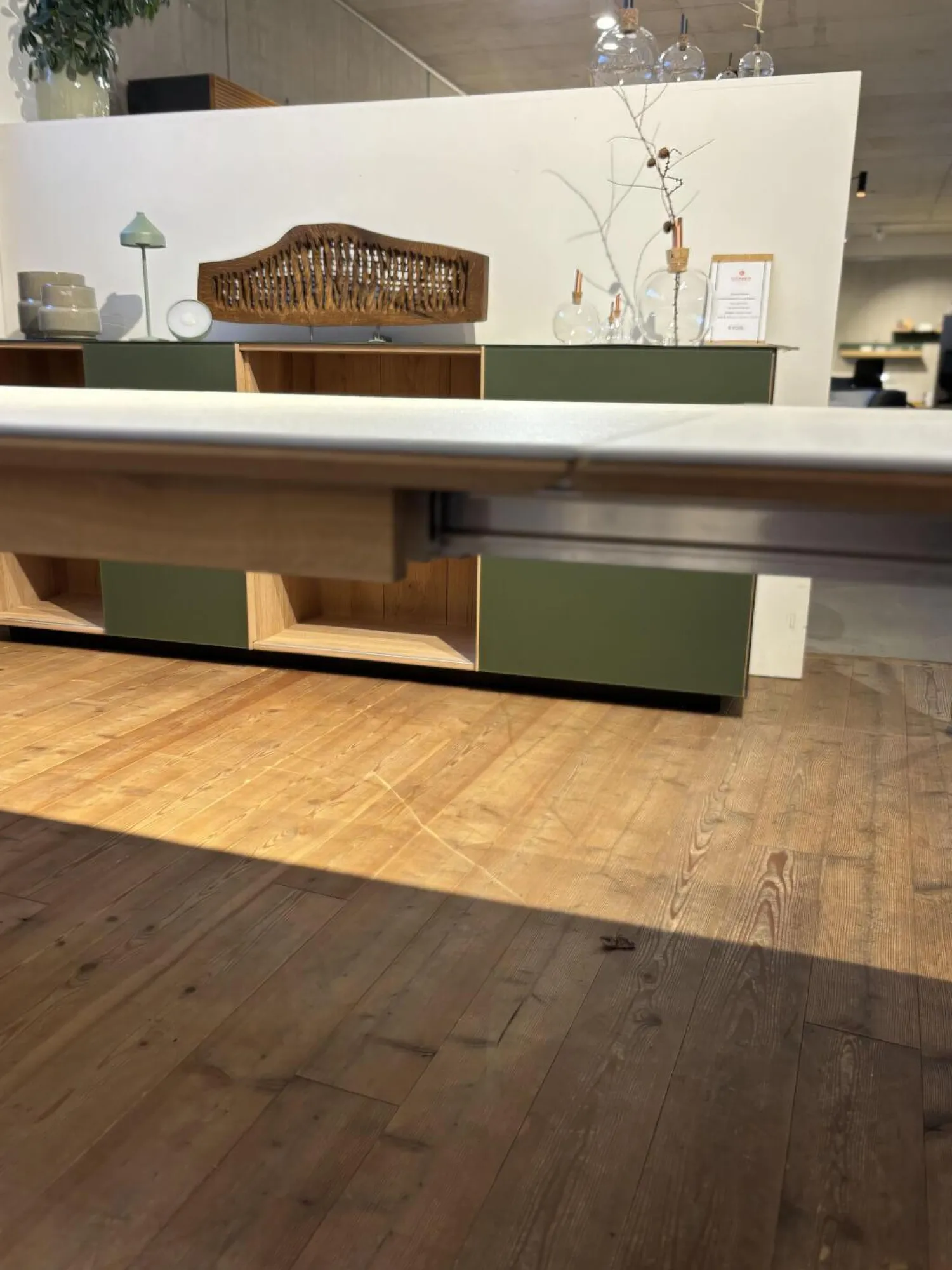 Scholtissek Esstische|Tisch Kera 4 Platte Keramik Shilin Slate Finish Holzrahmen Gestell Knorrige Eiche Puro Geölt