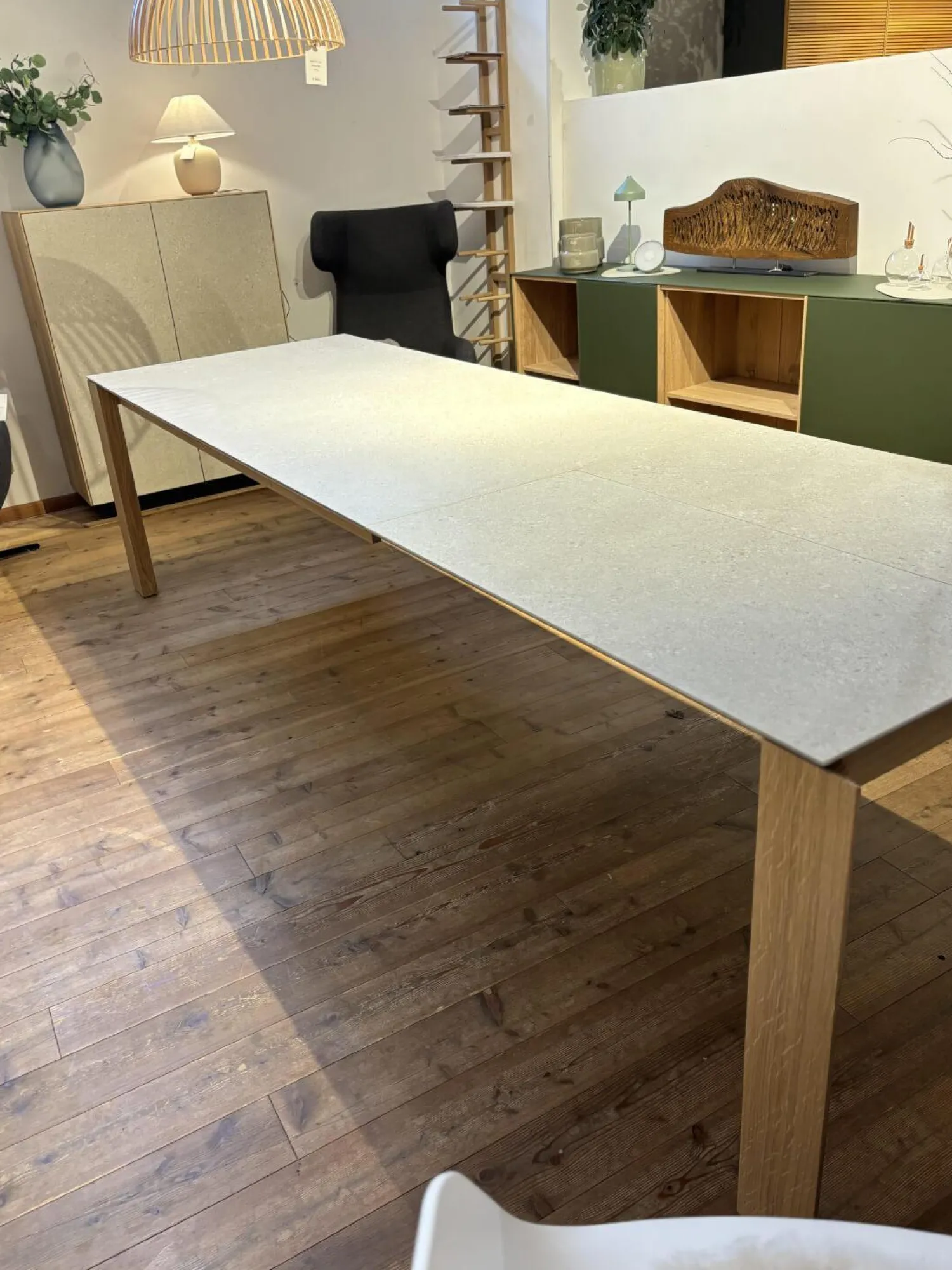 Scholtissek Esstische|Tisch Kera 4 Platte Keramik Shilin Slate Finish Holzrahmen Gestell Knorrige Eiche Puro Geölt