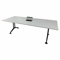 Wilkhahn Schreibtische & Sekretäre|Tisch Logon 620/00 Rechteck Platte 24 Unidekor 20 Weiß Gestell Schwarz Beschichtet Mit EInbauklappe