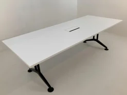 Wilkhahn Schreibtische & Sekretäre|Tisch Logon 620/00 Rechteck Platte 24 Unidekor 20 Weiß Gestell Schwarz Beschichtet Mit EInbauklappe