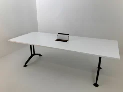 Wilkhahn Schreibtische & Sekretäre|Tisch Logon 620/00 Rechteck Platte 24 Unidekor 20 Weiß Gestell Schwarz Beschichtet Mit EInbauklappe