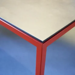 Tecta Esstische|Tisch M 38 Platte Eternit Anthrazit Geölt Gestell Stahlrohr Pulverbeschichtet Rot