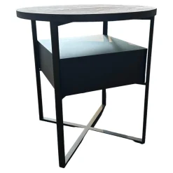 YOMEI Beistelltische|Tisch Minimize Round 480 Mikroleder Braun 04 Pulverlackiert Choco 81