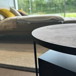 YOMEI Beistelltische|Tisch Minimize Round 480 Mikroleder Braun 04 Pulverlackiert Choco 81