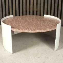 Cassina Gartentische|Tisch Mod. 554 Bowy Outdoor Weiß Rot Gestell Aluminium Elfenbein Gebeizt Gaufriert