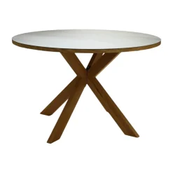 MCA Furniture Esstische|Tisch Moreno Rund Platte Keramik Anthrazit Gestell Eiche Massiv