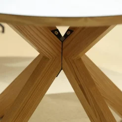 MCA Furniture Esstische|Tisch Moreno Rund Platte Keramik Anthrazit Gestell Eiche Massiv