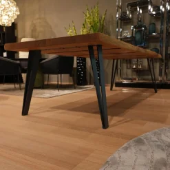 ASCO Esstische|Tisch Nightingale Platte Eiche Massiv Gebürstet Und Geölt Gestell Metallfüße Aus Stahl