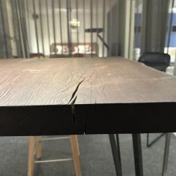 ASCO Esstische|Tisch Nightingale Räuchereiche Massiv Gebürstet Schwarz Braun Geölt Mit Baumkante Flachstahlgestell