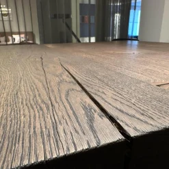 ASCO Esstische|Tisch Nightingale Räuchereiche Massiv Gebürstet Schwarz Braun Geölt Mit Baumkante Flachstahlgestell