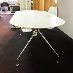 Wilkhahn Esstische|Tisch Occo 222 90 HPL Vollkern Weiß Gestell Glanzverchromt