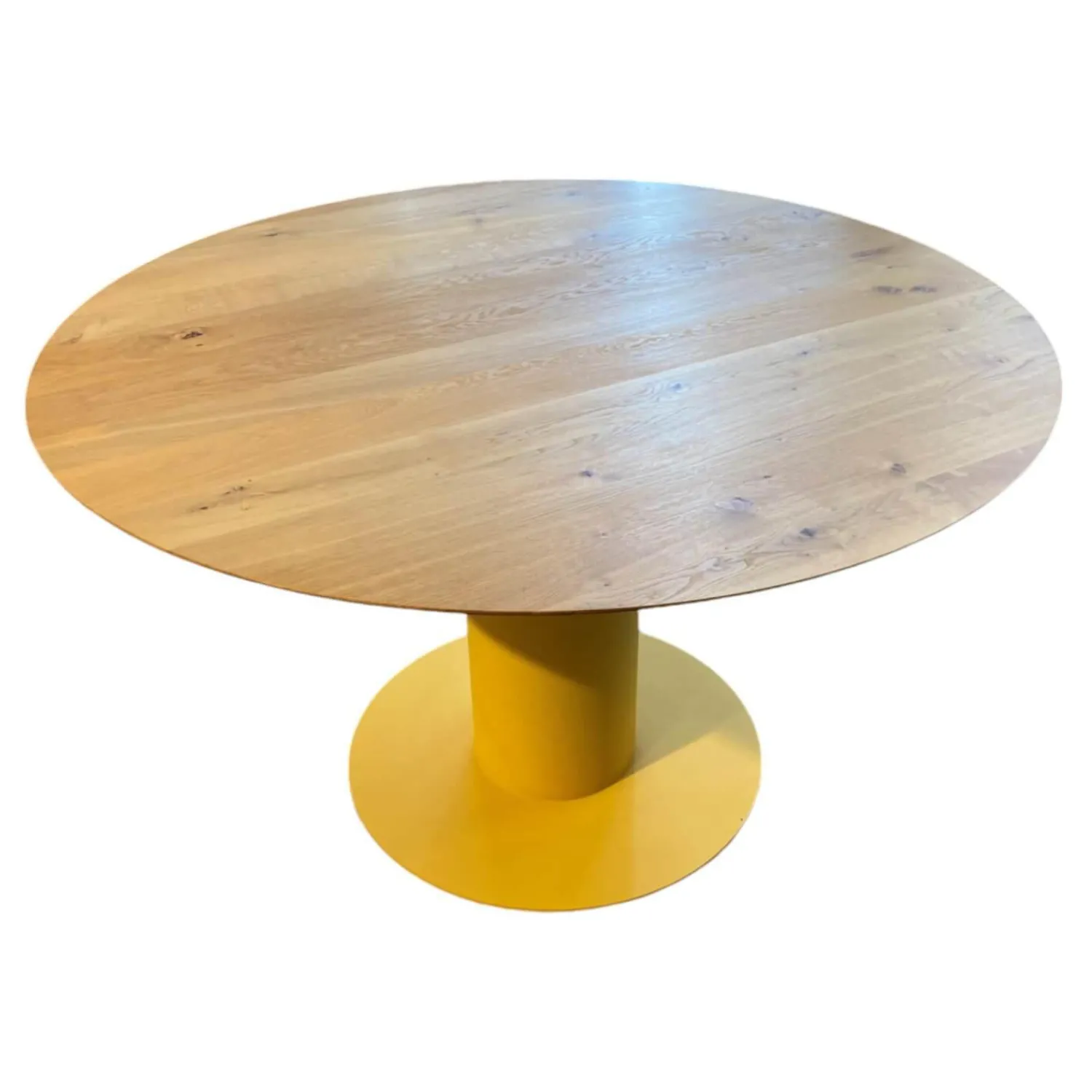 Bert Plantagie Esstische|Tisch Oval Platte Eiche Eiche Astig Geölt Gestell Metall Lack RAL 1032 Broom Yellow Gelb