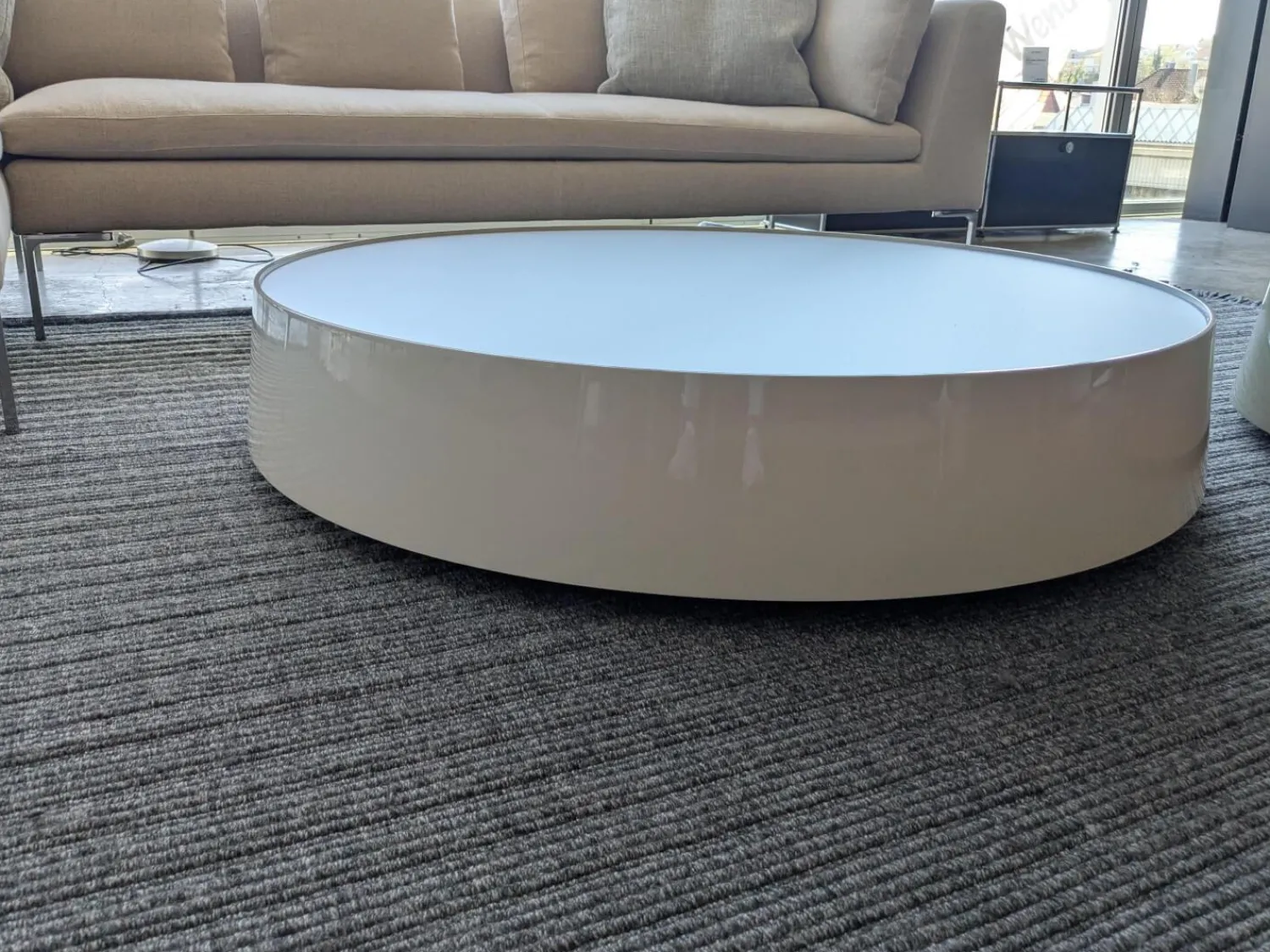 B&B Italia Couchtische|Tisch Planck 1322L Perlweiß Lack Glänzend