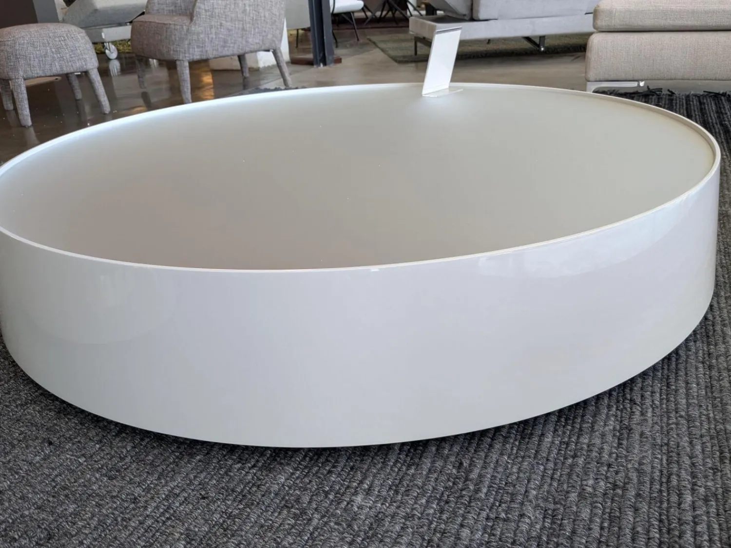 B&B Italia Couchtische|Tisch Planck 1322L Perlweiß Lack Glänzend