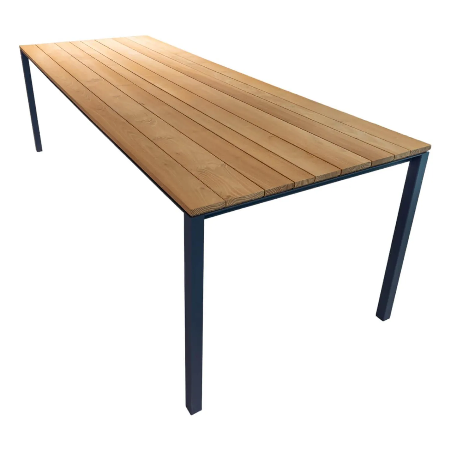 Janua Esstische|Tisch S600 Outdoor Akazie Gebürstet Roh Braun Gestell Edelstahl Pulverbeschichtet Schiefergrau Schwarz