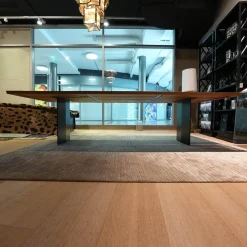 Riva1920 Esstische|Tisch Sky Natura Holz Briccola Gewachst Wangengestell Eisen In Rautenform Irondust Schwarz