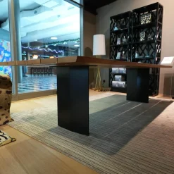 Riva1920 Esstische|Tisch Sky Natura Holz Briccola Gewachst Wangengestell Eisen In Rautenform Irondust Schwarz