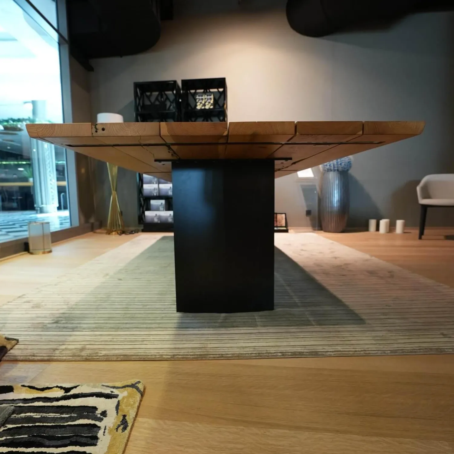 Riva1920 Esstische|Tisch Sky Natura Holz Briccola Gewachst Wangengestell Eisen In Rautenform Irondust Schwarz