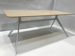 Renz Schreibtische & Sekretäre|Esstische|Tisch Star Eiche Gebeizt Hell Gestell Weiß