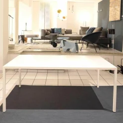 MDF Italia Esstische|Tisch Tense Stahl 35mm mit Mineralsteinverkleidung Homogen Weiß S005