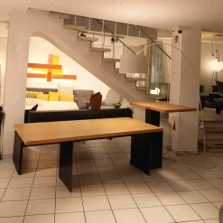 Zoom by Mobimex Esstische|Tisch Tix eMotion Platte Ulme Massiv Naturart Mit Höhenverstellbarem Ansatztisch