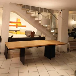 Zoom by Mobimex Esstische|Tisch Tix eMotion Platte Ulme Massiv Naturart Mit Höhenverstellbarem Ansatztisch