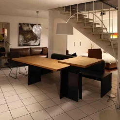 Zoom by Mobimex Esstische|Tisch Tix eMotion Platte Ulme Massiv Naturart Mit Höhenverstellbarem Ansatztisch