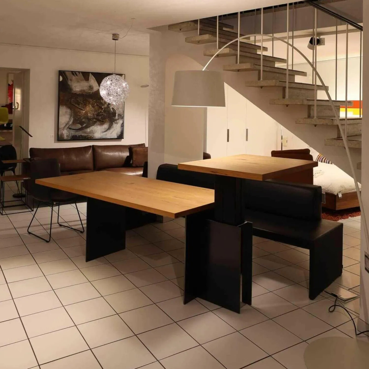 Zoom by Mobimex Esstische|Tisch Tix eMotion Platte Ulme Massiv Naturart Mit Höhenverstellbarem Ansatztisch