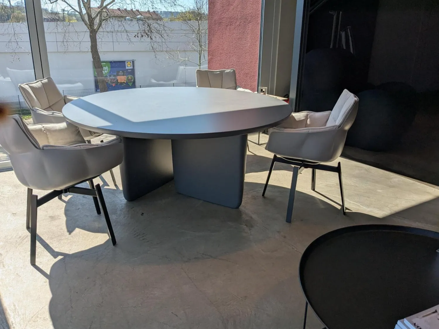 B&B Italia Esstische|Tisch Tobi-Ishi MDF Stahlgrau Lack Satiniert