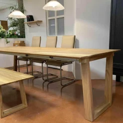 Pönnighaus Essgruppen|Tischgruppe Veneto Rüster Geölt Tisch Ausklappbar mit Bank und 3 Stühlen