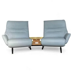 himolla 2-Sitzer-Sofas|Trapezsofa 4905 Lounger Leder Longlife Rustika Sky Blau Metallkufe Anthrazit Pulverlackiert Mit Elektrischer Verstellung
