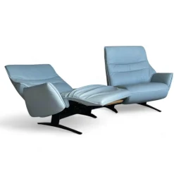 himolla 2-Sitzer-Sofas|Trapezsofa 4905 Lounger Leder Longlife Rustika Sky Blau Metallkufe Anthrazit Pulverlackiert Mit Elektrischer Verstellung