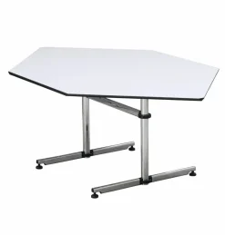 USM Haller Schreibtische & Sekretäre|Trapeztisch USM Kitos Asymmetrisch 17 Kunstharz Perlgrau Gestell Glanzchrom