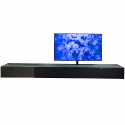Spectral Smart Furniture Wohnwände & Tv-Lowboards|TV Board Ameno Colour Glas Granit Schwarz Grau Und Akustikstoff Fronten Mit Indirekte Beleuchtung Inklusive Medienpaket