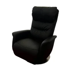 himolla Fernsehsessel|TV Sessel Hanny Leder 71 Torro Noir Schwarz Teller Edelstahloptik Mit Gewichtsverlagerung