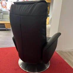 himolla Fernsehsessel|TV Sessel Hanny Leder 71 Torro Noir Schwarz Teller Edelstahloptik Mit Gewichtsverlagerung